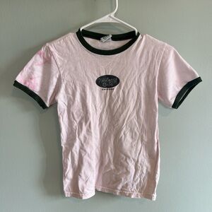 Pink toned ringer vintage Chicago rainforest kids baby tee size m fits adult s